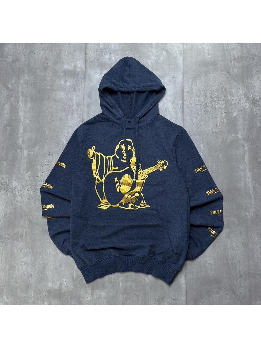 Y2K Navy True Religion Buddha Grunge Skater Hoodie